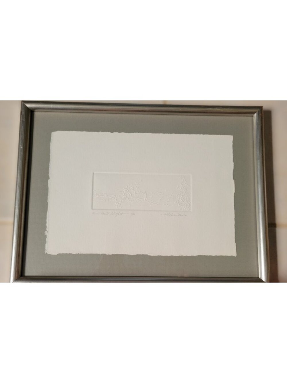Minimalist Relief Print "Silent Night" Numbered 1/50 Signed H. Schiavo 10x14" Fr